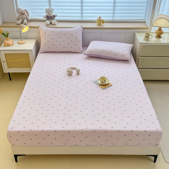 91家纺网 家纺一手货源 找家纺 爱多多家居 2026新款针织棉双层纱床笠 床笠三件套  床笠-小美满