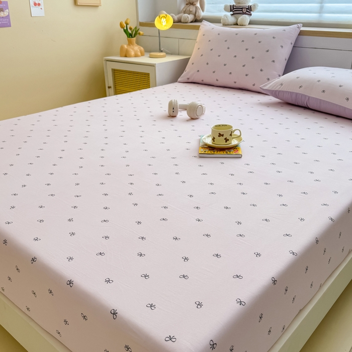 91家纺网 家纺一手货源 找家纺 爱多多家居 2026新款针织棉双层纱床笠 床笠三件套  床笠-小美满