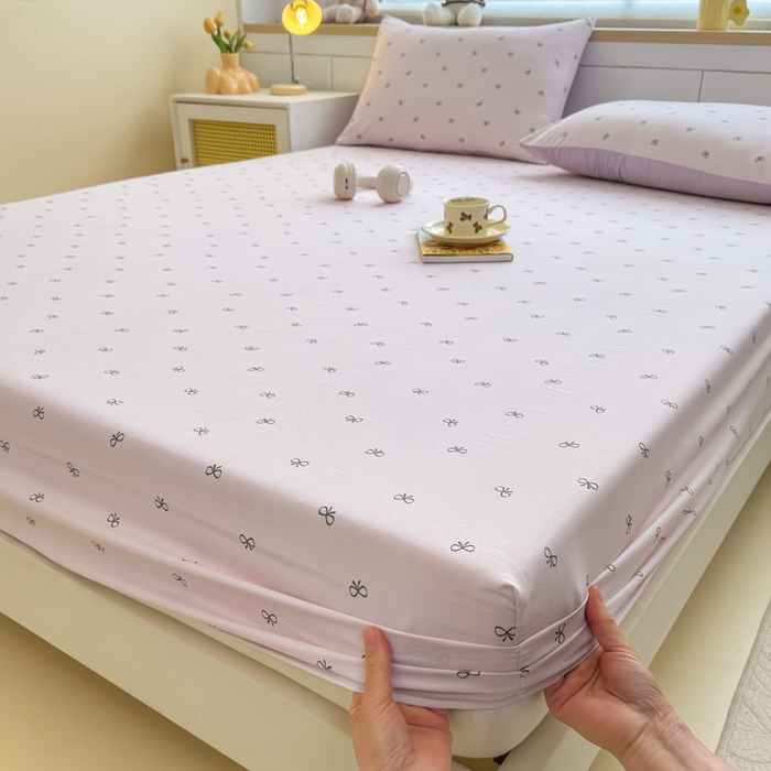 91家纺网 家纺一手货源 找家纺 爱多多家居 2026新款针织棉双层纱床笠 床笠三件套  床笠-小美满