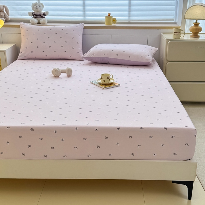 91家纺网 家纺一手货源 找家纺 爱多多家居 2026新款针织棉双层纱床笠 床笠三件套  床笠-小美满