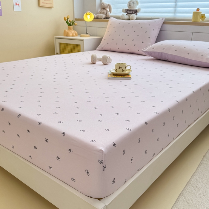 91家纺网 家纺一手货源 找家纺 爱多多家居 2026新款针织棉双层纱床笠 床笠三件套  床笠-小美满