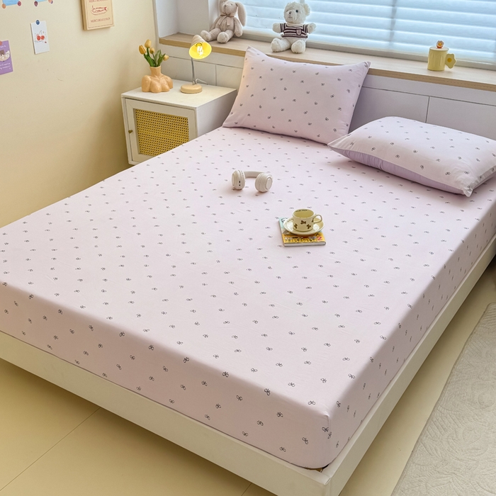 91家纺网 家纺一手货源 找家纺 爱多多家居 2026新款针织棉双层纱床笠 床笠三件套  床笠-小美满