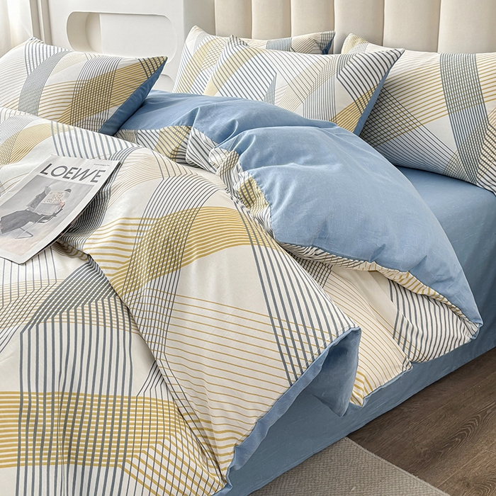 宇彬家纺 2026直播新款13070全棉纯棉印花单双人被套喷气小清新简约热款学生被罩 简约生活