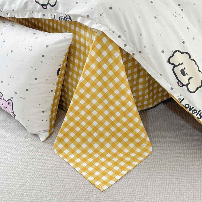 91家纺网 家纺一手货源 找家纺 宇彬家纺 2026直播新款13070全棉纯棉印花单双人被套喷气小清新简约热款学生被罩 墨点动物