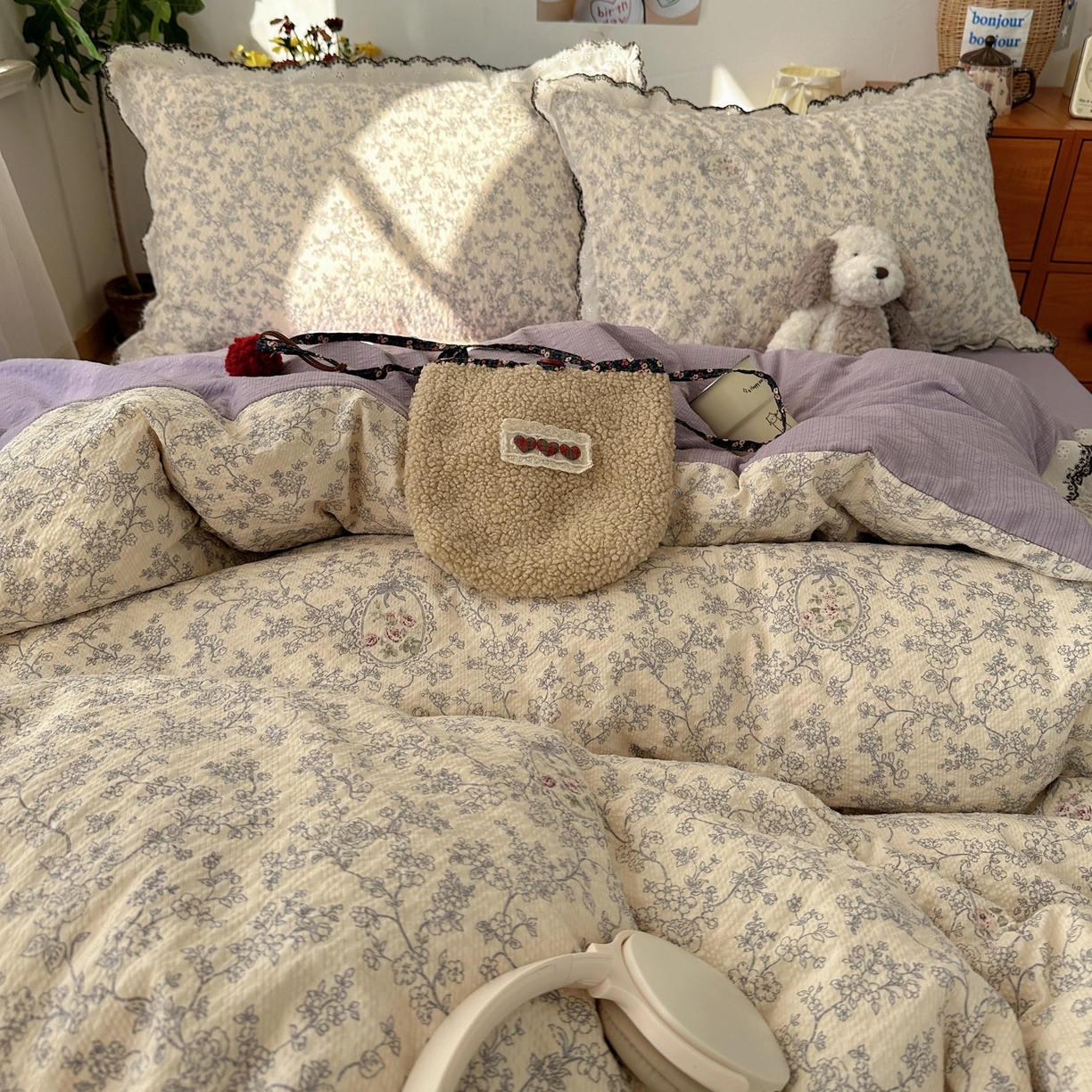 91家纺网 家纺一手货源 找家纺 顾里家纺 2026新款法式复古花边三层纱四件套（会员-2元） 花信蔷薇