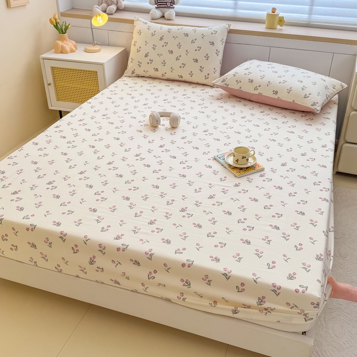 爱多多家居 2026新款针织棉双层纱床笠 床笠三件套  床笠-郁金香