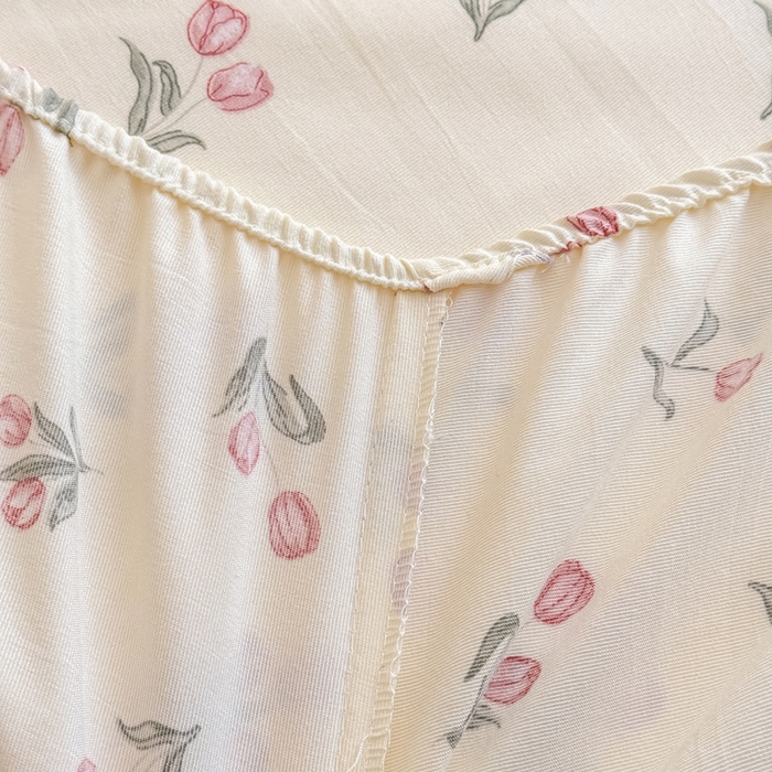 91家纺网 家纺一手货源 找家纺 爱多多家居 2026新款针织棉双层纱床笠 床笠三件套  床笠-郁金香