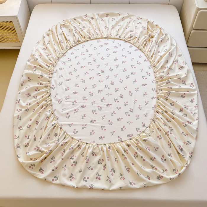 91家纺网 家纺一手货源 找家纺 爱多多家居 2026新款针织棉双层纱床笠 床笠三件套  床笠-郁金香