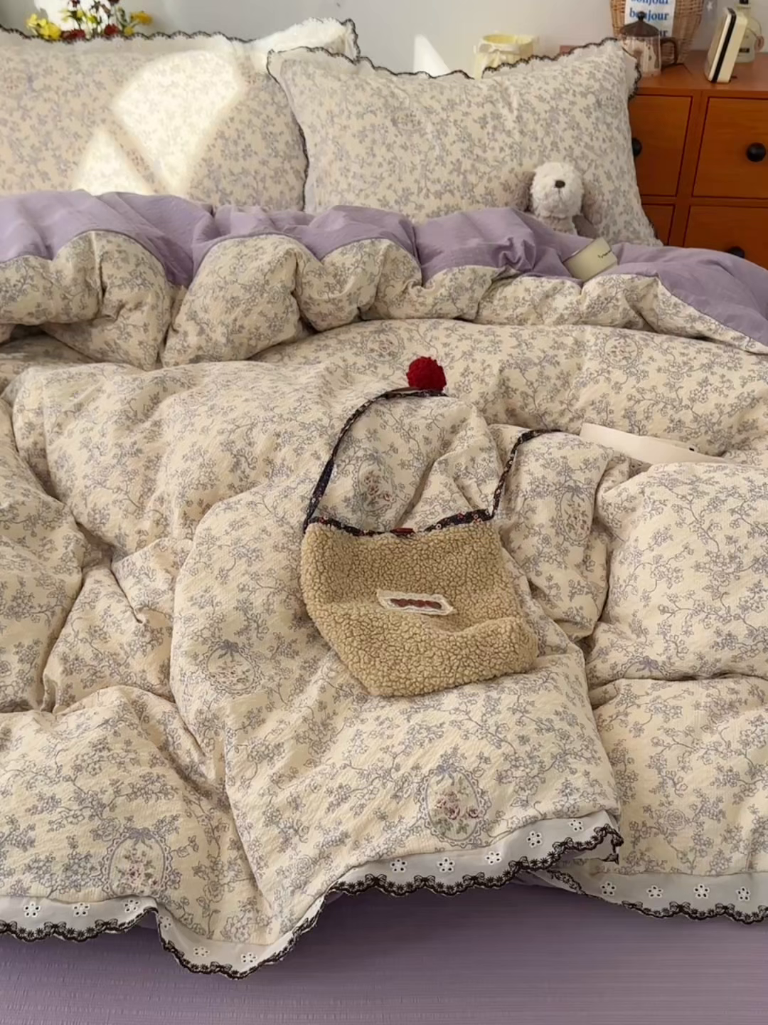 91家纺网 家纺一手货源 找家纺 顾里家纺 2026新款法式复古花边三层纱四件套（会员-2元） 花信蔷薇