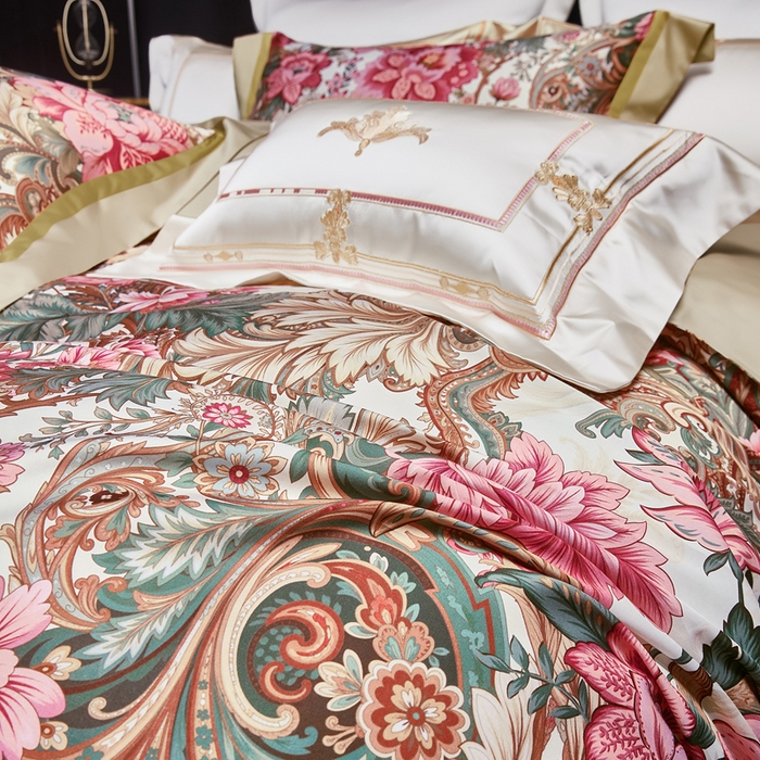 91家纺网 家纺一手货源 找家纺 （总）至爱今生 2026新款数码印花长绒棉四件套-缦花礼赞