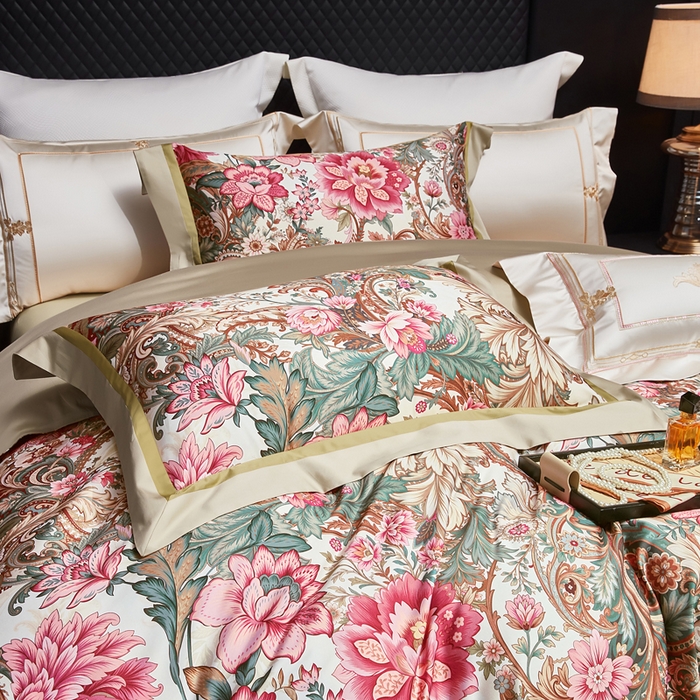 91家纺网 家纺一手货源 找家纺 （总）至爱今生 2026新款数码印花长绒棉四件套-缦花礼赞