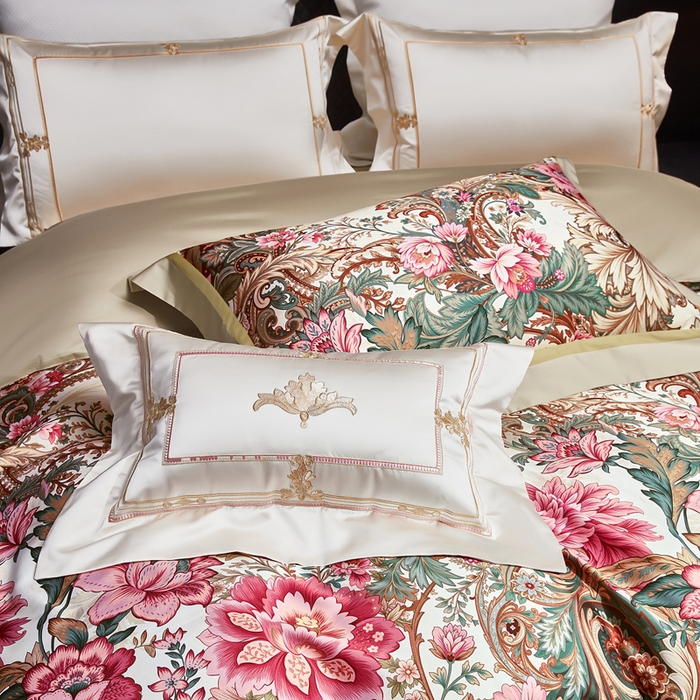 91家纺网 家纺一手货源 找家纺 （总）至爱今生 2026新款数码印花长绒棉四件套-缦花礼赞