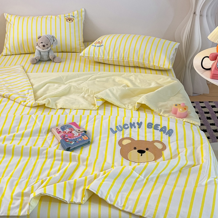 91家纺网 家纺一手货源 找家纺 雅居纺家纺 2026新款全棉绣花夏被夏凉被空调被可配同款老粗布四件套 夏被-幸运熊