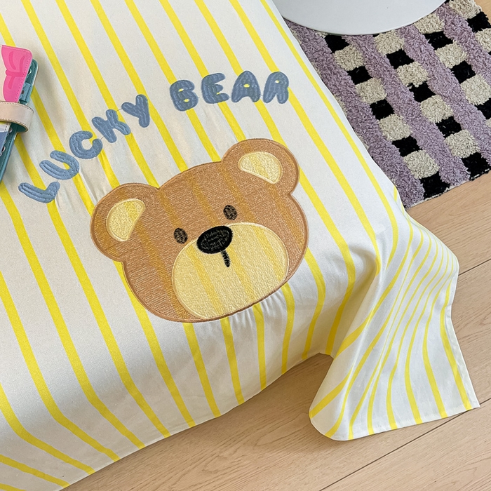 91家纺网 家纺一手货源 找家纺 雅居纺家纺 2026新款全棉绣花夏被夏凉被空调被可配同款老粗布四件套 夏被-幸运熊