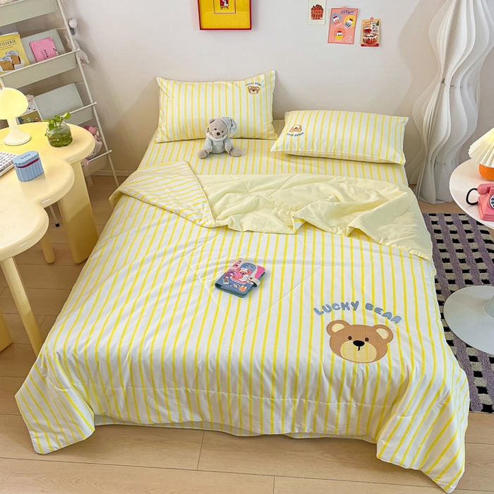 91家纺网 家纺一手货源 找家纺 雅居纺家纺 2026新款全棉绣花夏被夏凉被空调被可配同款老粗布四件套 夏被-幸运熊