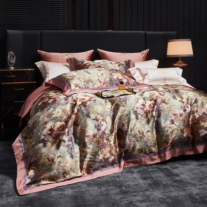 91家纺网 家纺一手货源 找家纺 （总）至爱今生 2026新款数码印花长绒棉四件套-花漾依梦