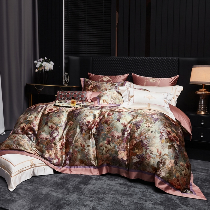 91家纺网 家纺一手货源 找家纺 （总）至爱今生 2026新款数码印花长绒棉四件套-花漾依梦