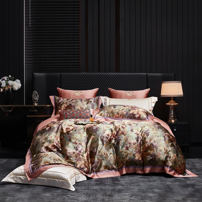 91家纺网 家纺一手货源 找家纺 （总）至爱今生 2026新款数码印花长绒棉四件套-花漾依梦