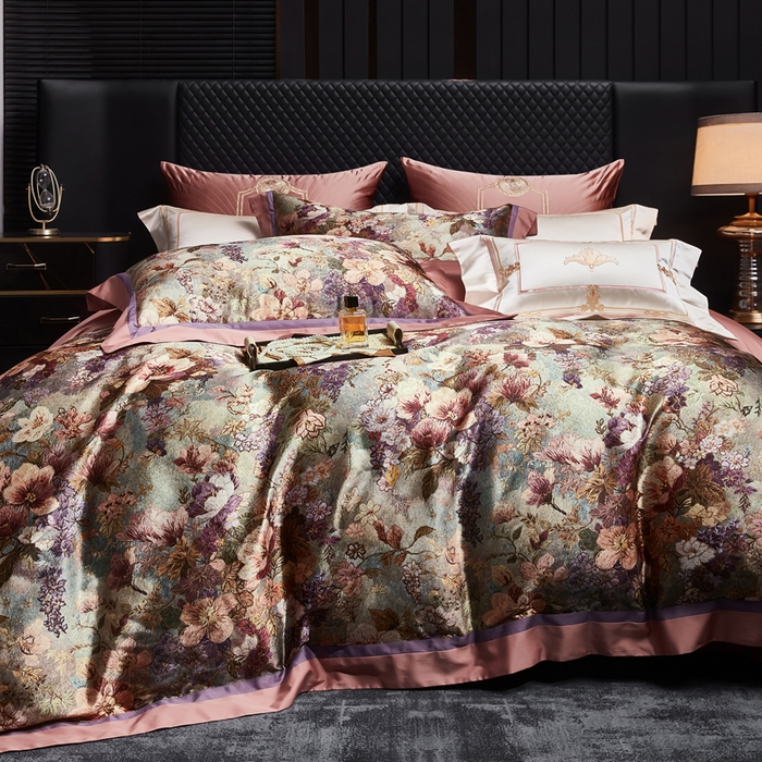 91家纺网 家纺一手货源 找家纺 （总）至爱今生 2026新款数码印花长绒棉四件套-花漾依梦