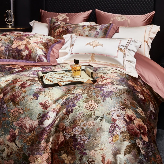 91家纺网 家纺一手货源 找家纺 （总）至爱今生 2026新款数码印花长绒棉四件套-花漾依梦