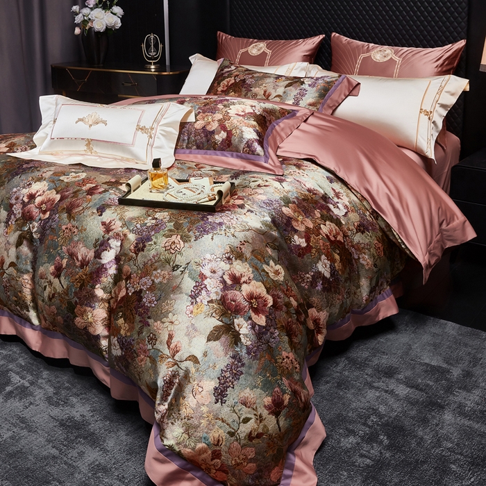 91家纺网 家纺一手货源 找家纺 （总）至爱今生 2026新款数码印花长绒棉四件套-花漾依梦