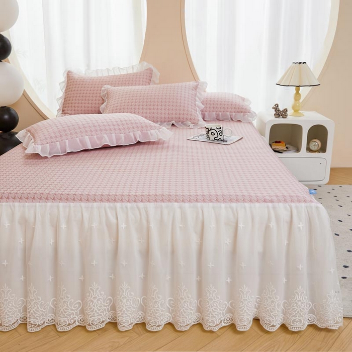 91家纺网 家纺一手货源 找家纺 （总）怡源梦 2026新款A类PE高分子凉感软席提花冰豆豆床裙席子凉席-千鸟格