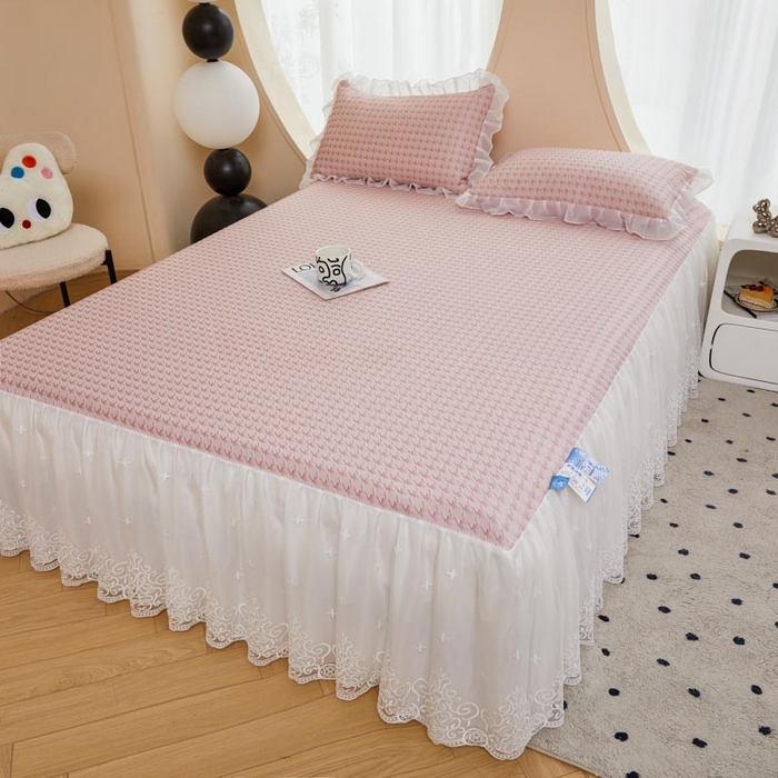 91家纺网 家纺一手货源 找家纺 （总）怡源梦 2026新款A类PE高分子凉感软席提花冰豆豆床裙席子凉席-千鸟格