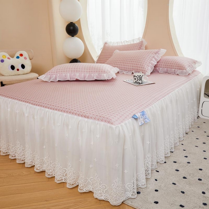 91家纺网 家纺一手货源 找家纺 （总）怡源梦 2026新款A类PE高分子凉感软席提花冰豆豆床裙席子凉席-千鸟格