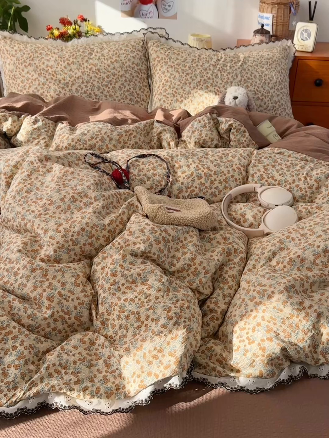 91家纺网 家纺一手货源 找家纺 顾里家纺 2026新款法式复古花边三层纱四件套（会员-2元） 焦糖郎姆