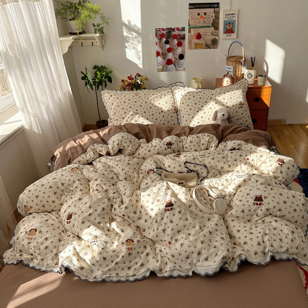 91家纺网 家纺一手货源 找家纺 顾里家纺 2026新款法式复古花边三层纱四件套（会员-2元） 可可小兔