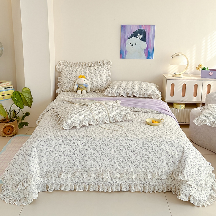 91家纺网 家纺一手货源 找家纺 归属 2026春夏新款古法仿棉单床盖床盖三件套 花间彩蝶