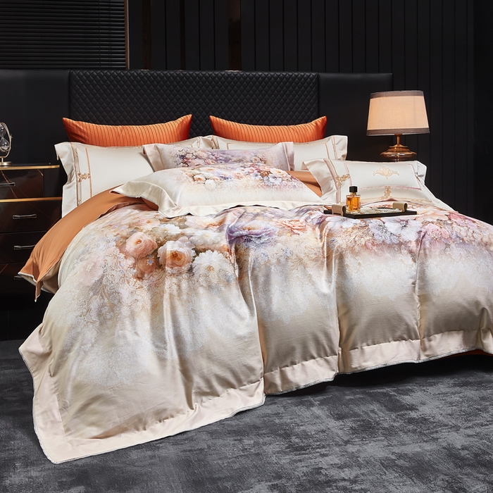 91家纺网 家纺一手货源 找家纺 （总）至爱今生 2026新款数码印花长绒棉四件套-花润