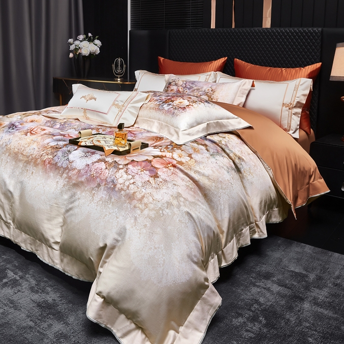 91家纺网 家纺一手货源 找家纺 （总）至爱今生 2026新款数码印花长绒棉四件套-花润