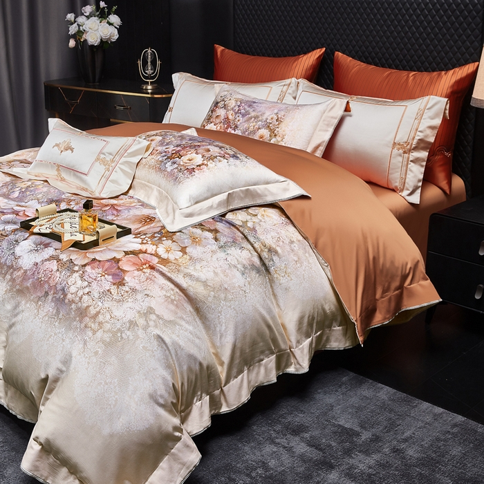 91家纺网 家纺一手货源 找家纺 （总）至爱今生 2026新款数码印花长绒棉四件套-花润