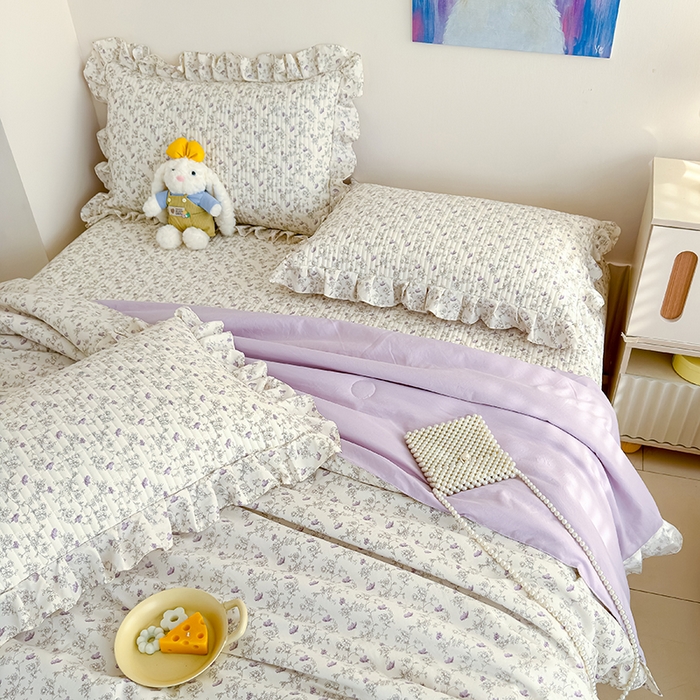 91家纺网 家纺一手货源 找家纺 归属 2026春夏新款古法仿棉单床盖床盖三件套 花间彩蝶