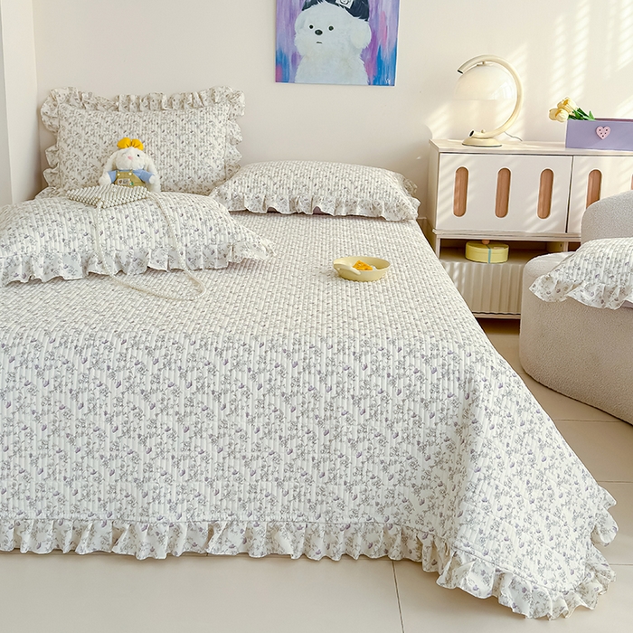 91家纺网 家纺一手货源 找家纺 归属 2026春夏新款古法仿棉单床盖床盖三件套 花间彩蝶