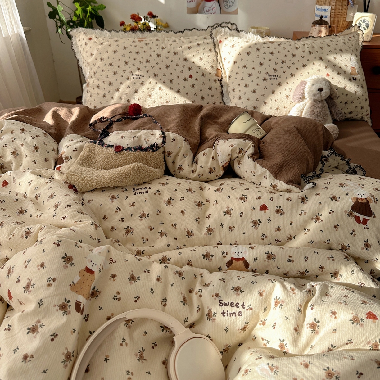 91家纺网 家纺一手货源 找家纺 顾里家纺 2026新款法式复古花边三层纱四件套（会员-2元） 可可小兔