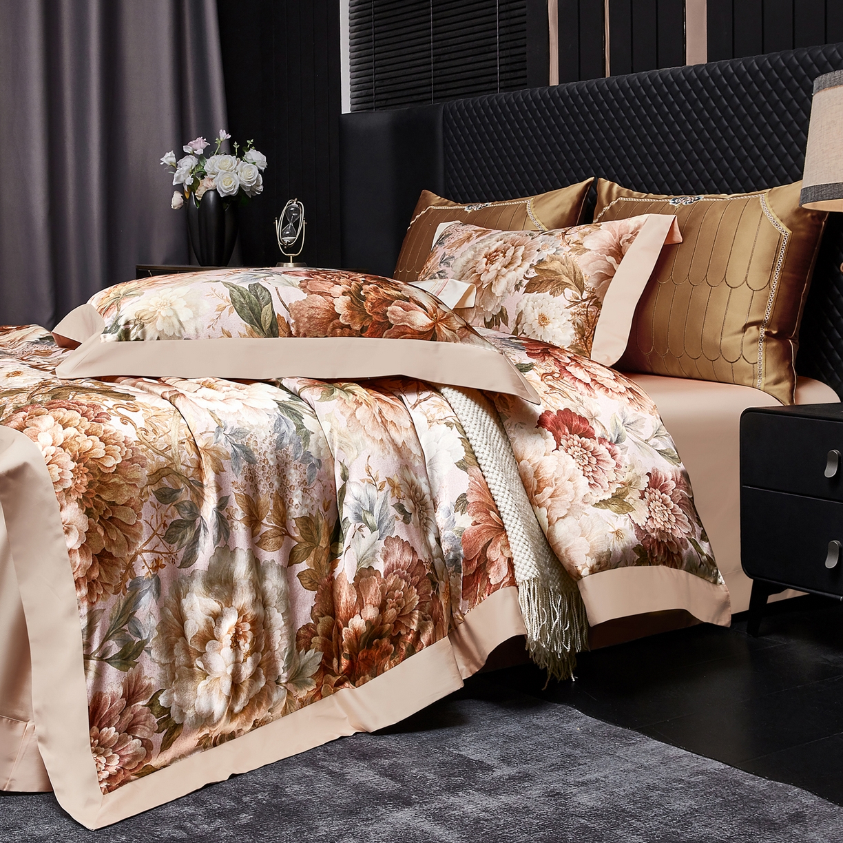 91家纺网 家纺一手货源 找家纺 （总）至爱今生 2026新款数码印花长绒棉四件套-国色芳华