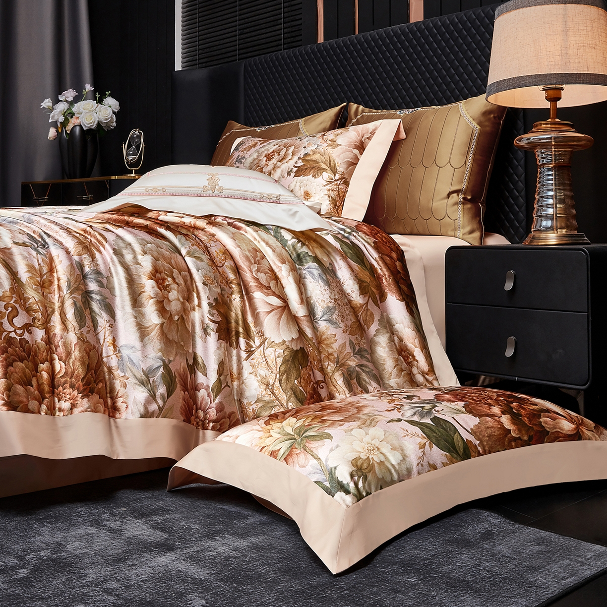 91家纺网 家纺一手货源 找家纺 （总）至爱今生 2026新款数码印花长绒棉四件套-国色芳华