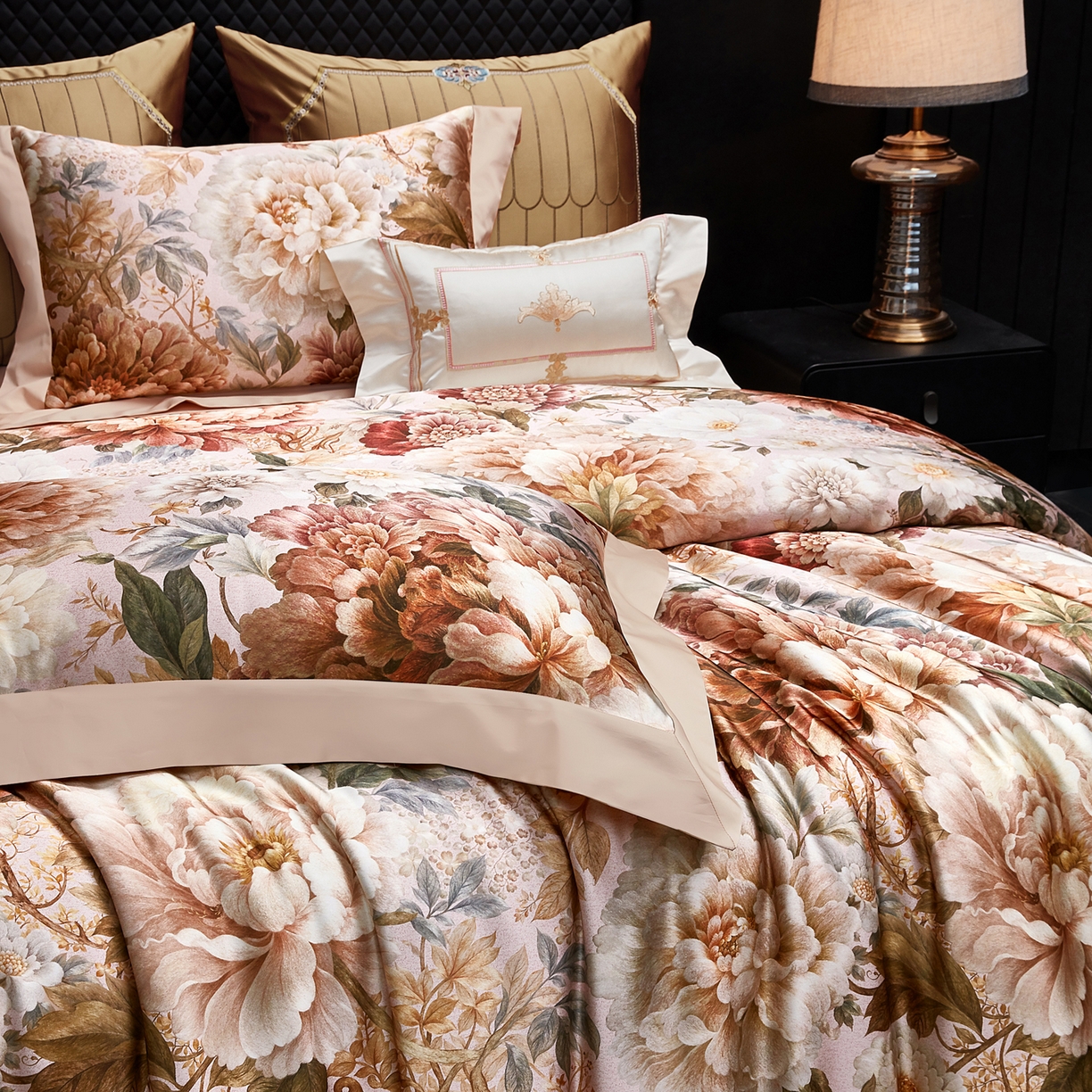 91家纺网 家纺一手货源 找家纺 （总）至爱今生 2026新款数码印花长绒棉四件套-国色芳华