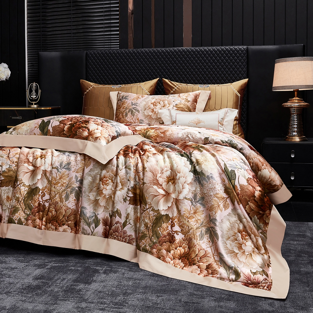 91家纺网 家纺一手货源 找家纺 （总）至爱今生 2026新款数码印花长绒棉四件套-国色芳华