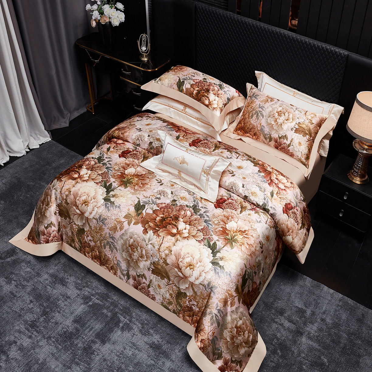 91家纺网 家纺一手货源 找家纺 （总）至爱今生 2026新款数码印花长绒棉四件套-国色芳华