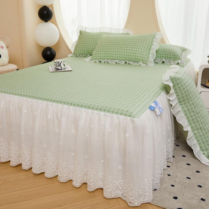 91家纺网 家纺一手货源 找家纺 （总）怡源梦 2026新款A类PE高分子凉感软席提花冰豆豆床裙席子凉席-千鸟格