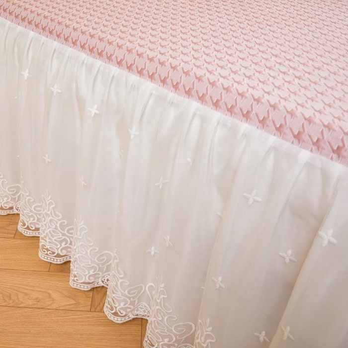 91家纺网 家纺一手货源 找家纺 怡源梦 2026新款A类PE高分子凉感软席提花冰豆豆床裙席子凉席-千鸟格 千鸟格-粉色