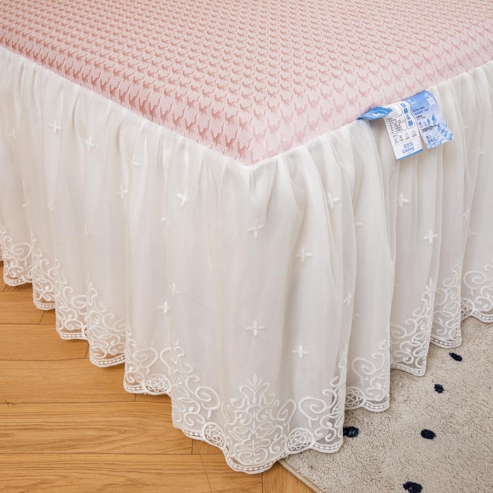 91家纺网 家纺一手货源 找家纺 怡源梦 2026新款A类PE高分子凉感软席提花冰豆豆床裙席子凉席-千鸟格 千鸟格-粉色