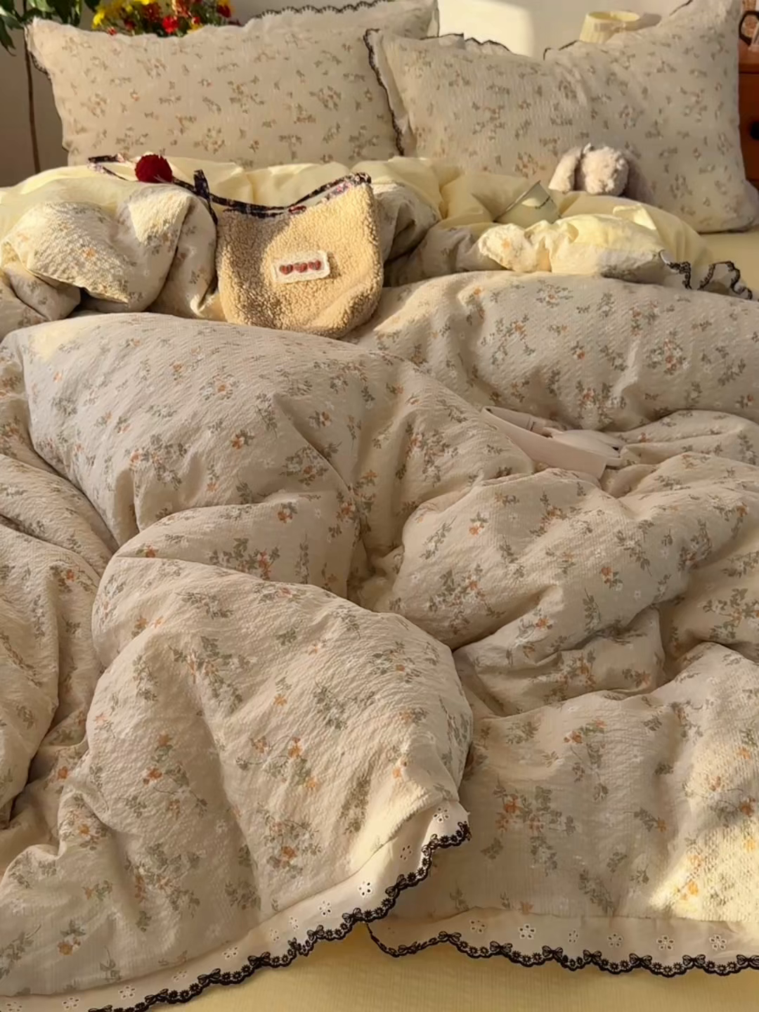 91家纺网 家纺一手货源 找家纺 顾里家纺 2026新款法式复古花边三层纱四件套（会员-2元） 梨花小园