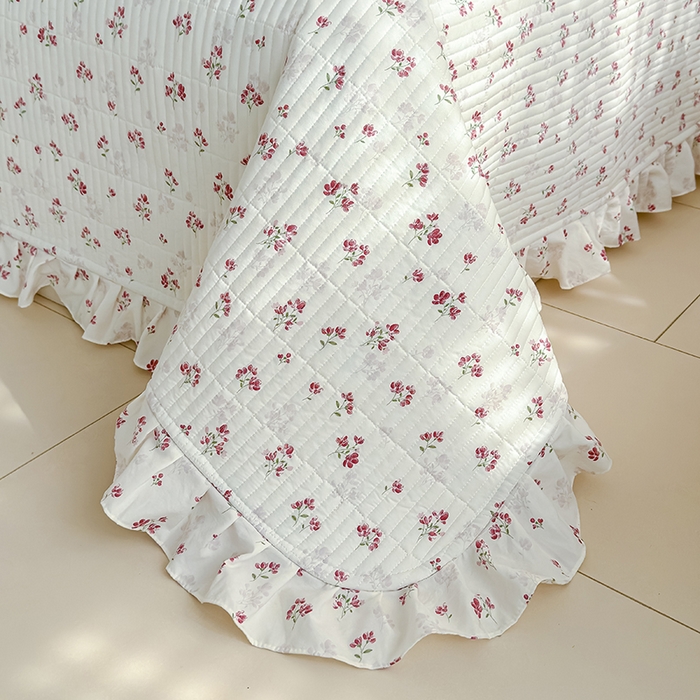 91家纺网 家纺一手货源 找家纺 归属 2026春夏新款古法仿棉单床盖床盖三件套 花开半夏