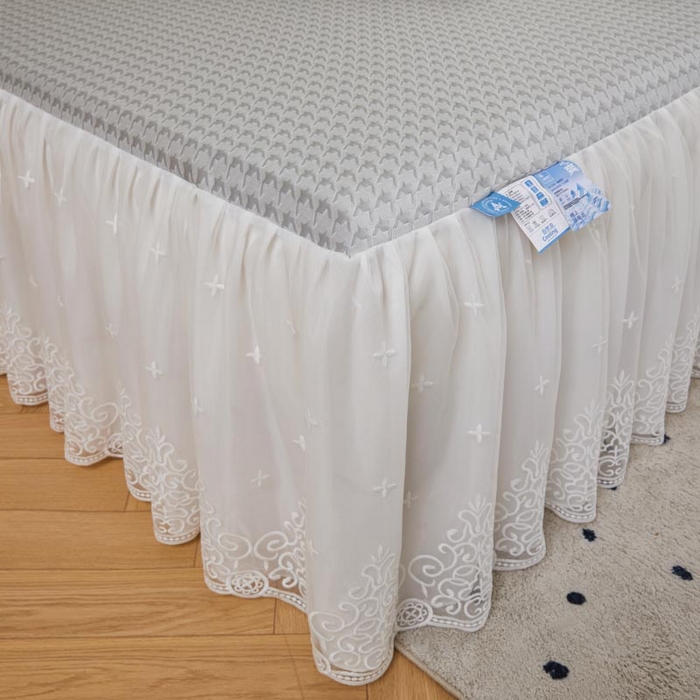 91家纺网 家纺一手货源 找家纺 怡源梦 2026新款A类PE高分子凉感软席提花冰豆豆床裙席子凉席-千鸟格 千鸟格-灰色