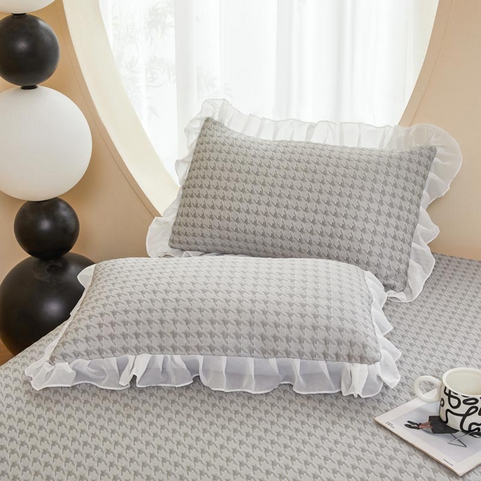 91家纺网 家纺一手货源 找家纺 怡源梦 2026新款A类PE高分子凉感软席提花冰豆豆床裙席子凉席-千鸟格 千鸟格-灰色