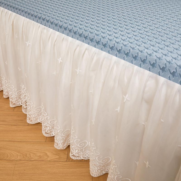 91家纺网 家纺一手货源 找家纺 怡源梦 2026新款A类PE高分子凉感软席提花冰豆豆床裙席子凉席-千鸟格 千鸟格-兰色